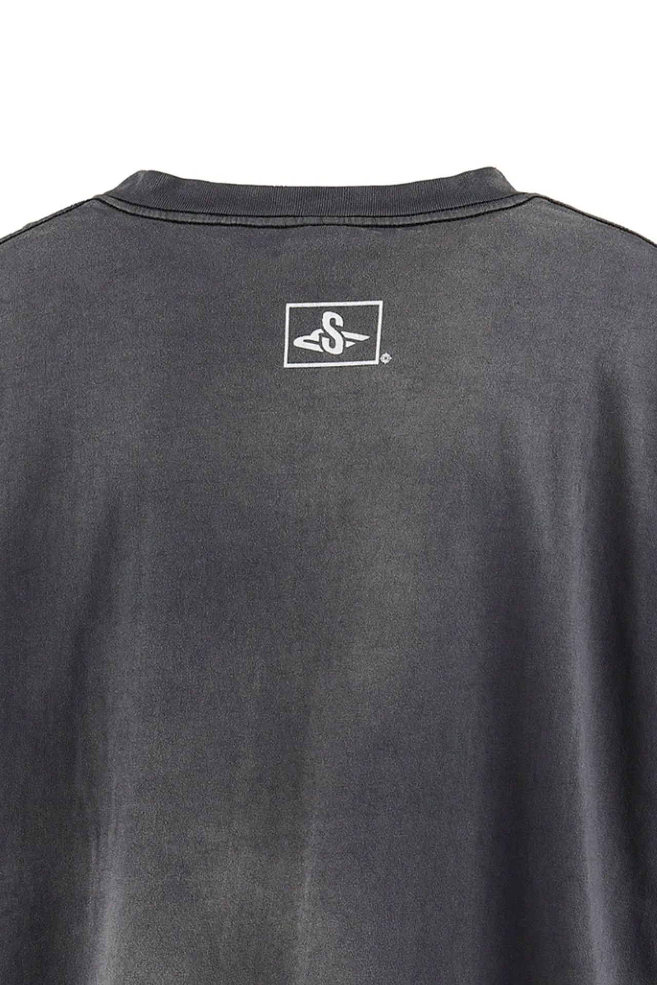 SAINT Mxxxxxx SM6 TEE/BLK latest model SM6 basic LOGO printed TEE, washed black S-XL, garment dyeing, heavy washing to make old, hanging holes, highly restored original printing, correct with anti-counterfeiting angel mark